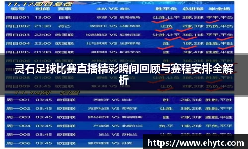 灵石足球比赛直播精彩瞬间回顾与赛程安排全解析