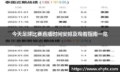 今天足球比赛直播时间安排及观看指南一览