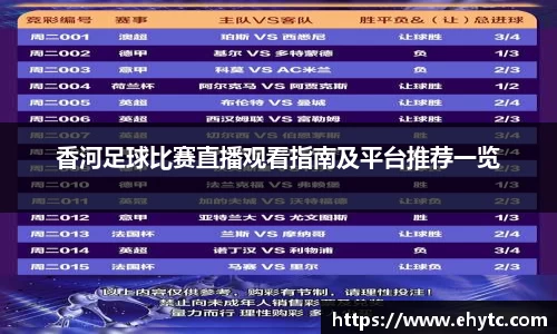 香河足球比赛直播观看指南及平台推荐一览