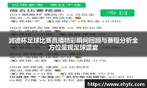 润德杯足球比赛直播精彩瞬间回顾与赛程分析全方位呈现足球盛宴